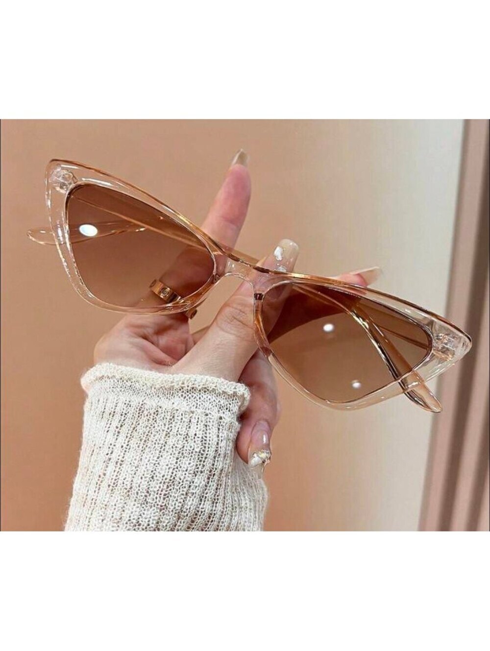 Tan Clear Frame Sunglasses – Women's Fashion Eyewear Retro Chic Style